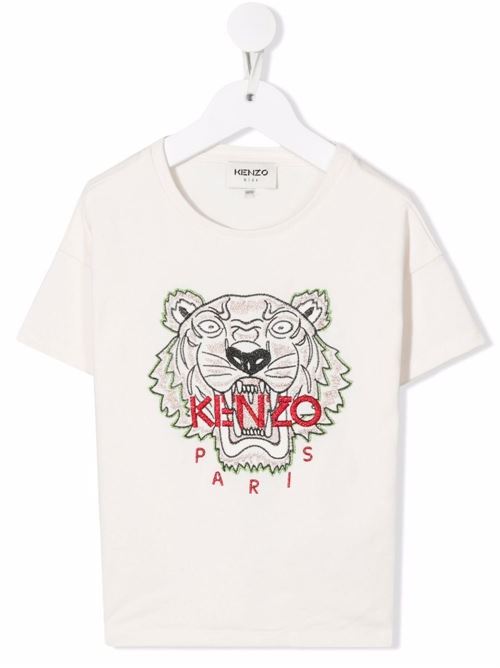 T-shirt bambino con stampa tigre e scritta logo sul petto KENZO Kids | K15497152